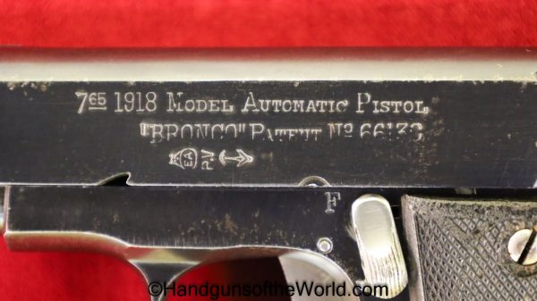 Bronco, Model 1918, 7.65mm, Small Frame, Spain, Spanish, 1918, Handgun, Pistol, C&R, Collectible, Pocket, 7.65, 32, .32, acp, auto, Hand gun, Model