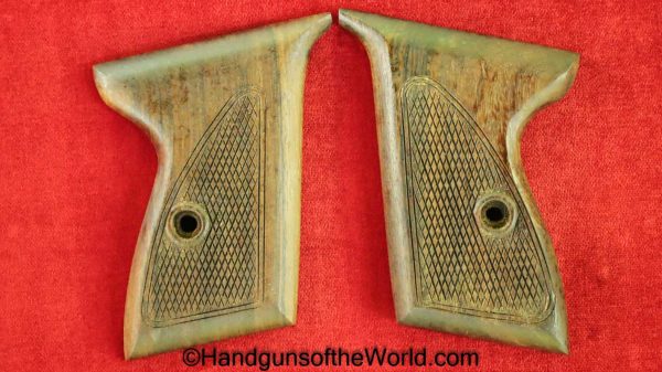 Mauser, HSc, Grips, Checkered, walnut, WWII, pattern, WW2, Wood, Wooden, Handgun, Pistol, Repro, Reproduction