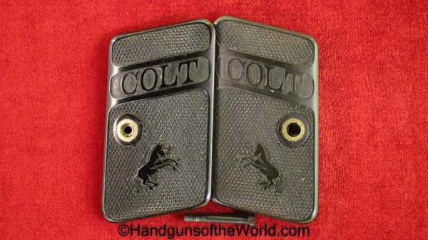 Colt, 1908, 25, Grips, .25, Original, Collectible, hard rubber, square top, Rubber, VP, Vest Pocket, Handgun, Hand gun, Pistol, Black, Vintage, Old, Real