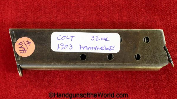 Colt, 1903, Hammerless, .32, acp, Magazine-Clip, Mag, Magazine, Clip, Original, Collectible, Pocket, 32, auto, Handgun, Pistol, American, Americana, America