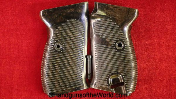 Walther, P-38, Grips, WWII, Era, Special, dark, brown, Bakelite, Original, Collectible, P38, P.38, P 38, German, Germany, WW2, E359, E/359, Horseshoe Sear
