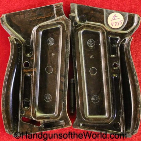 Walther, P-38, Grips, WWII, Era, Special, dark, brown, Bakelite, Original, Collectible, P38, P.38, P 38, German, Germany, WW2, E359, E/359, Horseshoe Sear