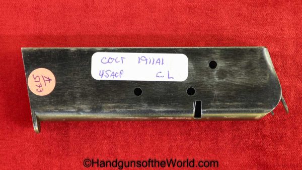 Colt, 1911A1, .45acp, Magazine, Clip, C-L, Marked, Mag, Original, Collectible, 1911, 45, .45, acp, auto, Handgun, Pistol, Vintage, Real, Old, Hand gun