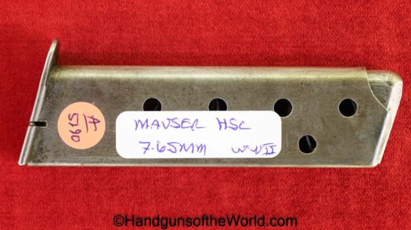 Mauser, HSc, 7.65mm, WWII, era, Magazine, Clip, Mag, Original, Collectible, WW2, Handgun, Pistol, German, Germany, Hand gun, 32, .32, acp, auto, 7.65
