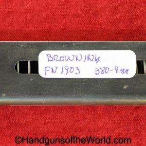 FN, Browning, 1903, .380, 9mm, Magazine, Clip, Mag, Original, Collectible, Handgun, Pistol, C&R, Collectible, Husqvarna, 1907, Belgian, Belgium, 380