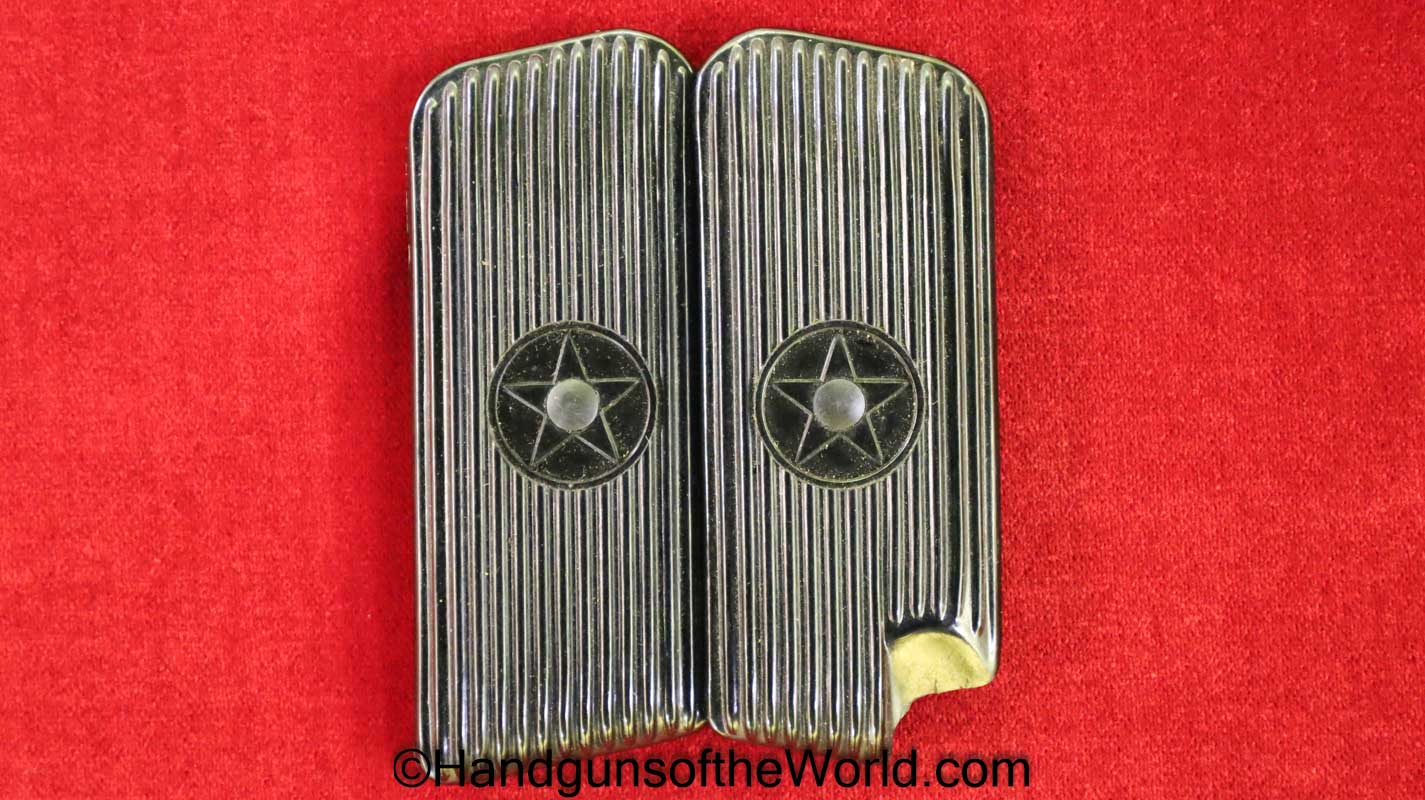 Chinese, Type 51, Type 54, Tokarev, Grips, Grip, Set, Pair, Original, Collectible, Type, 51, 54, China, Handgun, Pistol, Hand gun, lined, black, Bakelite