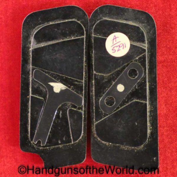 Chinese, Type 51, Type 54, Tokarev, Grips, Grip, Set, Pair, Original, Collectible, Type, 51, 54, China, Handgun, Pistol, Hand gun, lined, black, Bakelite