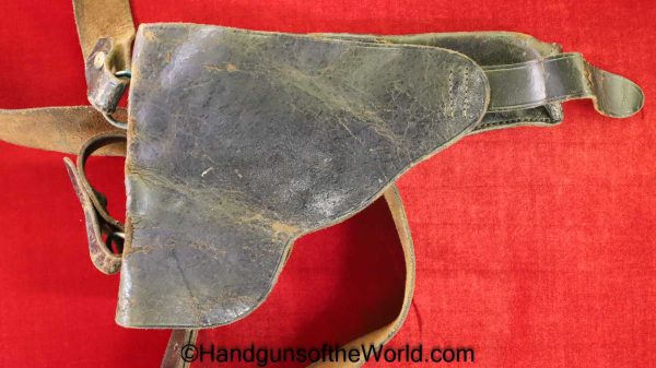 Astra, 400, Holster, Black, leather, full flap, Original, Collectible, with Shoulder Strap, Spain, Spanish, 1921, Handgun, Pistol, Vintage, Real, Old