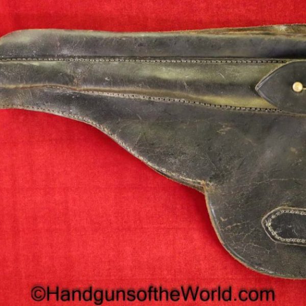 Astra, 400, Holster, Black, leather, full flap, Original, Collectible, with Shoulder Strap, Spain, Spanish, 1921, Handgun, Pistol, Vintage, Real, Old