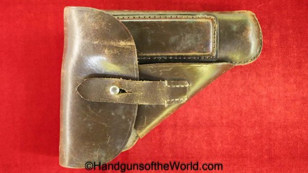 Mauser, HSc, Holster, German, 1941, Brown, Leather, breakaway, Akah, Oakleaf-9 Logo-1941-WaA757, Dated, WaA 757, WaA757, Original, Collectible, Break away