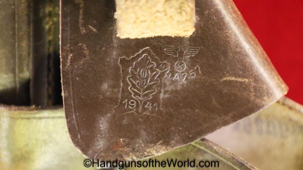 Mauser, HSc, Holster, German, 1941, Brown, Leather, breakaway, Akah, Oakleaf-9 Logo-1941-WaA757, Dated, WaA 757, WaA757, Original, Collectible, Break away