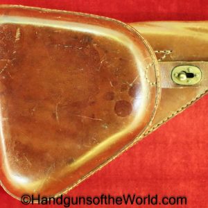 Nambu, Type 14, Holster, Brass Fittings, Brass, Brown, leather, clamshell, Original, Collectible, Japan, Japanese, WWII, WW2, Handgun, Pistol, Type, 14