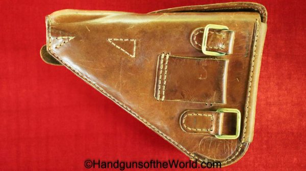 Nambu, Type 14, Holster, Brass Fittings, Brass, Brown, leather, clamshell, Original, Collectible, Japan, Japanese, WWII, WW2, Handgun, Pistol, Type, 14