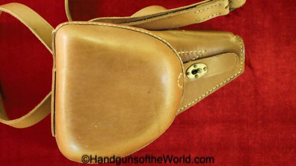 Nambu, Baby, Holster, brown, leather, clamshell, pattern, with shoulder strap, with lanyard, Repro, Reproduction, Japan, Japanese, Handgun, Pistol