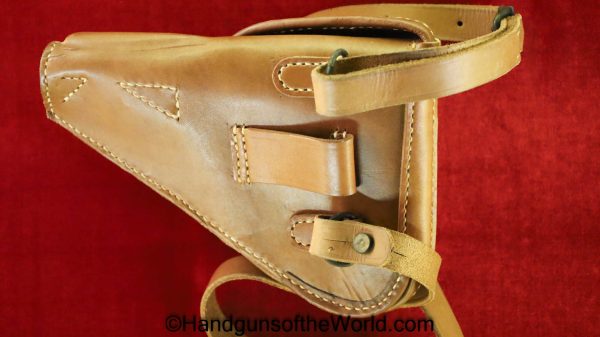 Nambu, Baby, Holster, brown, leather, clamshell, pattern, with shoulder strap, with lanyard, Repro, Reproduction, Japan, Japanese, Handgun, Pistol