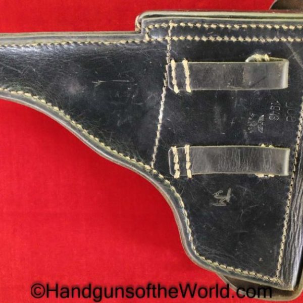 Walther, P-38, Holster, Dated, 1943, Black, leather, hardshell, German, WWII, JOA-1943-WaA706, joa, Germany, WW2, Original, Collectible, P38, P 38, P.38