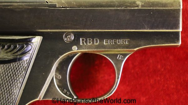 Menz, Menta, 6.35mm, RBD Erfurt, Railway, Marked, RBD, German, Germany, Handgun, Pistol, C&R, Collectible, VP, Vest Pocket, Erfurt, 25, .25, acp, 6.35, auto