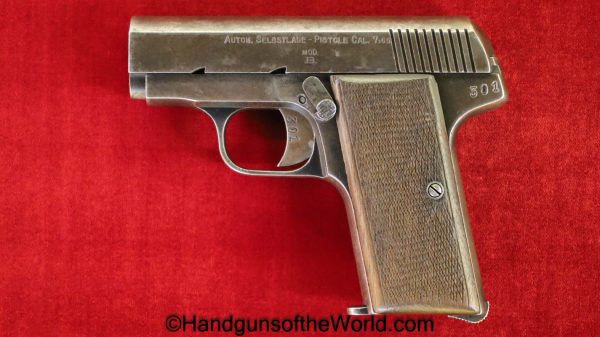 German, Model B, 7.65mm, Small, 8 Shot, Model, B, 7.65, 32, .32, acp, auto, Germany, Handgun, Pistol, C&R, Collectible, Pocket, Hand gun, Vintage