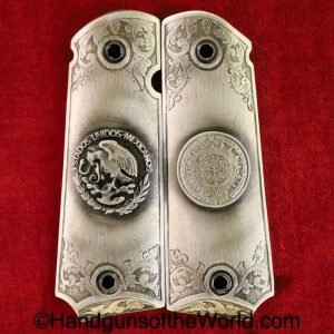 Colt, 1911, Government Model, Pewter, Mexican, Motif, Grips, Grip, Collectible, Government, Model, 1911A1, Silver, Mexico, Coat of Arms, Pair, Set