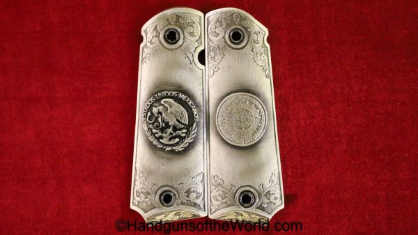 Colt, 1911, Government Model, Pewter, Mexican, Motif, Grips, Grip, Collectible, Government, Model, 1911A1, Silver, Mexico, Coat of Arms, Pair, Set