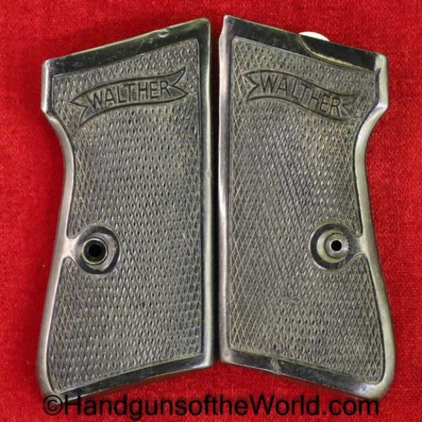 Walther, PP, Grips, WWII, Black, Bakelite, Weights, Weight, Weighted, Handgun, Pistol, Grip, Original, German, Germany, WW2, Hand gun, Pair, Set, Vintage