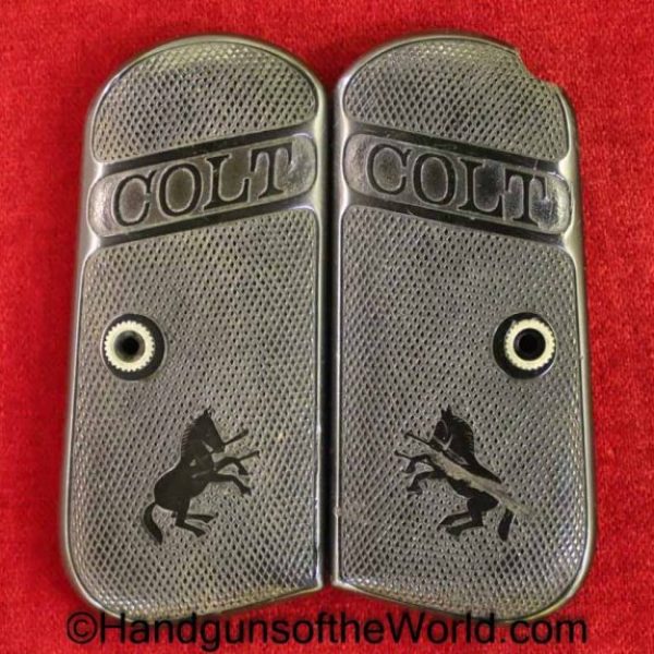 Colt, 1903, 1908, Hard Rubber, Grips, Rubber, Black, Grip, Original, Collectible, Pocket Hammerless, Americana, American, America, USA, US, Pocket, Pair