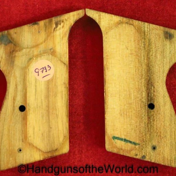 Mauser, HSc, Grips, Checkered, walnut, Wood, Wooden, Handgun, Pistol, Post War, Post-War, Interarms, Original, Collectible, German, Germany, Hand gun