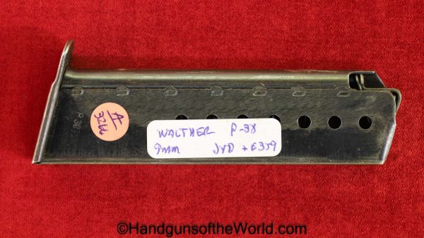 Walther, P-38, 9mm, Magazine, Clip, Mag, Original, Collectible, German, Germany, WWII, WW2, P38, P.38, P 38, Handgun, Pistol, E359, E/359, jvd, WaA706
