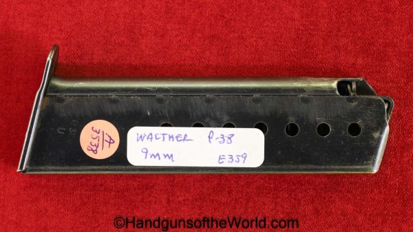 Walther, P-38, 9mm, Magazine, Clip, Mag, Original, Collectible, German, Germany, WWII, WW2, P38, P.38, P 38, Handgun, Pistol, E359, E/359, Hand gun