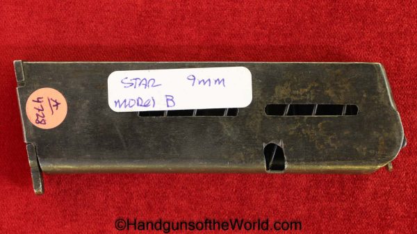Star, B, 9mm, Magazine, Clip, Mag, Original, Spain, Spanish, B, Model, Model B, Handgun, Pistol, WWII, WW2, Vintage, Collectible, Hand gun