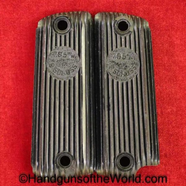 Unique, Kriegsmodell, 17, Model, Grips, German, Germany, WWII, WW2, Original, Handgun, Hand gun, Pistol, Black, Grip, Bakelite, French, France, Pair, Set