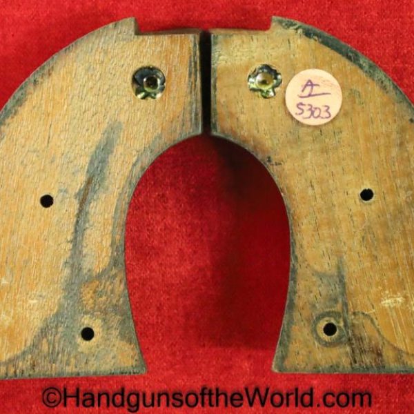 Colt, Scout, Revolver, Grips, Original, Collectible, stained black, roughened, walnut, gold, medallions, Handgun, Hand gun, Grip, Pair, Set