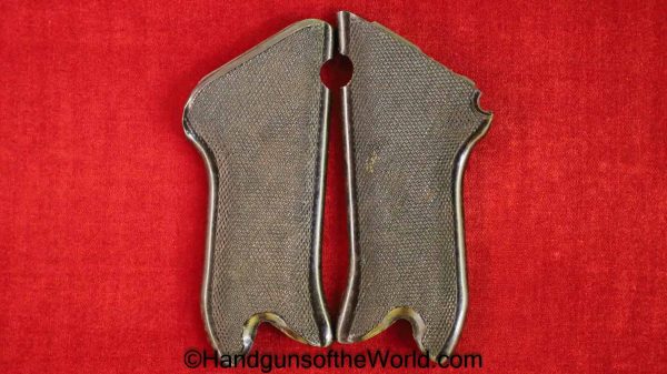Luger, Krieghoff, P.08, Grips, Checkered, brown, Bakelite, WWII, era, WW2, Original, Collectible, WW2, German, Germany, Handgun, P08, P-08, P 08, Pistol