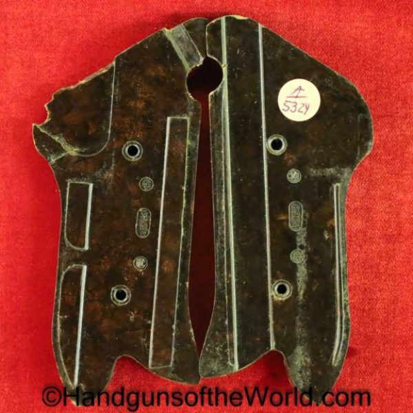 Luger, Krieghoff, P.08, Grips, Checkered, brown, Bakelite, WWII, era, WW2, Original, Collectible, WW2, German, Germany, Handgun, P08, P-08, P 08, Pistol
