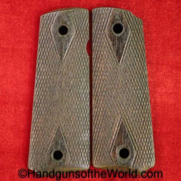 Colt, 1911, Double Diamond, Grips, Checkered, walnut, Wood, Wooden, Original, Collectible, Double, Diamond, Government, 45, .45, 1911A1, Real, Vintage, Old