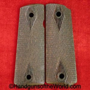 Colt, 1911, Double Diamond, Grips, Checkered, walnut, Wood, Wooden, Original, Collectible, Double, Diamond, Government, 45, .45, 1911A1, Real, Vintage, Old