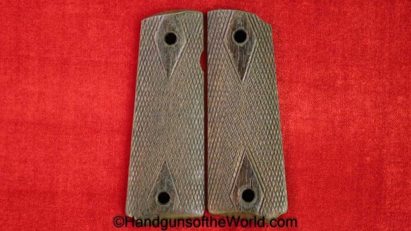 Colt, 1911, Double Diamond, Grips, Checkered, walnut, Wood, Wooden, Original, Collectible, Double, Diamond, Government, 45, .45, 1911A1, Real, Vintage, Old