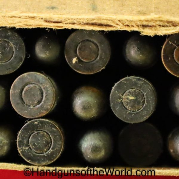 Japanese, Baby Nambu, 7mm, Ammo, in Small Box, Small Box, Ammunition, Baby, Nambu, Japan, 15, Round, Rd, Original, Collectible, Handgun, Pistol