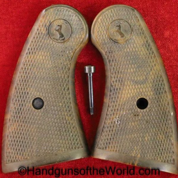 Colt, Official Police, Revolver, Grips, Brown, plastic, Mottled, Official, Police, Original, Collectible, Handgun, with, USA, Grip, Pair, Set, Vintage