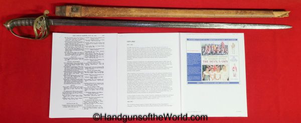 Wilkinson, Infantry, Officers, Sword, with Provenance, 1862, John James Davidson, 88th Foot Soldiers division, original, collectible, British, English