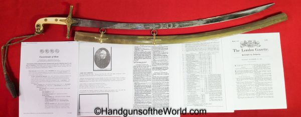 British, General Officers, Mameluke, War of 1812, Provenance, 1831, 1858, General Henry Dive Townshend, Townshend, General, Officer, Original, Collectible