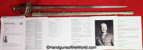 British, Infantry, Sword, 37th Dogars, Provenance, 1907, Original, Collectible, Francis Lothian Nicholson, Nicholson, Brigadier General, English, UK