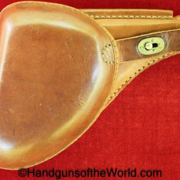 Nambu, Type 26, Revolver, Holster, Outstanding, tan, leather, clamshell, pattern, late, steel, belt loops, Original, Collectible, Japan, Japanese, WWII, WW2