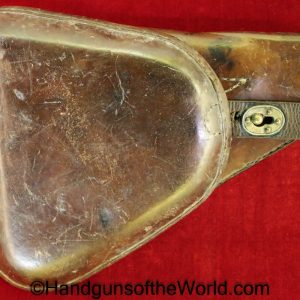 Nambu, Type 14, Holster, Brown, leather, clam shell, with brass fittings, Brass, Original, Collectible, Clamshell, WWII, WW2, Early, Japan, Japanese