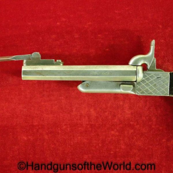 Pinfire, Double Barrel, Pistol, 9mm, with Flip Bayonet, with Bayonet, Bayonet, Handgun, Antique, Collectible, Non-FFL, Non FFL, SxS, Hand gun