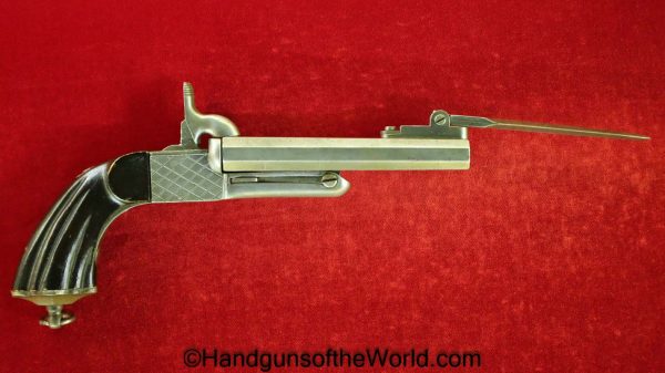 Pinfire, Double Barrel, Pistol, 9mm, with Flip Bayonet, with Bayonet, Bayonet, Handgun, Antique, Collectible, Non-FFL, Non FFL, SxS, Hand gun