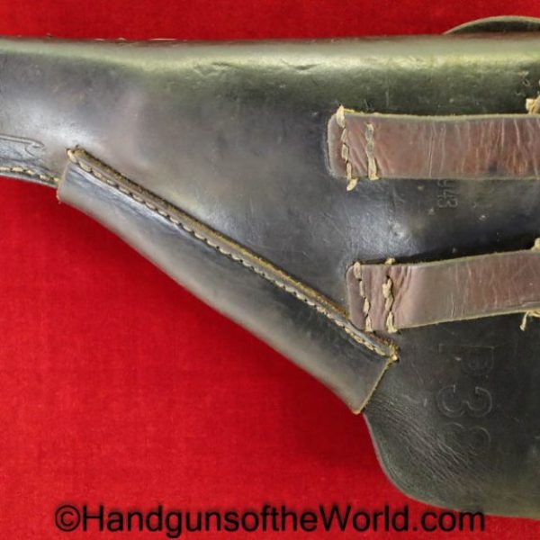 Walther, P-38, Holster, German, WWII, Dated, 1943, black, leather, breakaway, pattern, JOA, WaA706, Original, Collectible, Germany, P38, P.38, P 38, WW2
