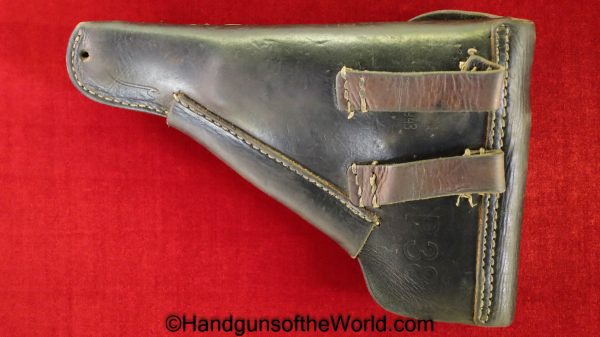 Walther, P-38, Holster, German, WWII, Dated, 1943, black, leather, breakaway, pattern, JOA, WaA706, Original, Collectible, Germany, P38, P.38, P 38, WW2