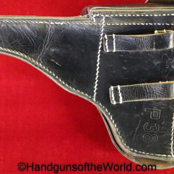 Walther, P-38, Holster, Dated 1943, Black, leather, hard shell, bdr 43, WaA86, bdr, 43, 1943, Original, Collectible, German, Germany, WWII, WW2, P38, P.38
