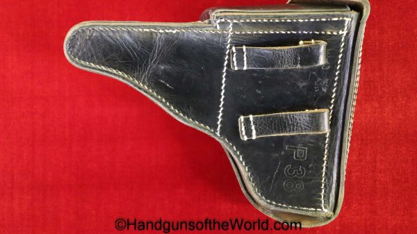 Walther, P-38, Holster, Dated 1943, Black, leather, hard shell, bdr 43, WaA86, bdr, 43, 1943, Original, Collectible, German, Germany, WWII, WW2, P38, P.38